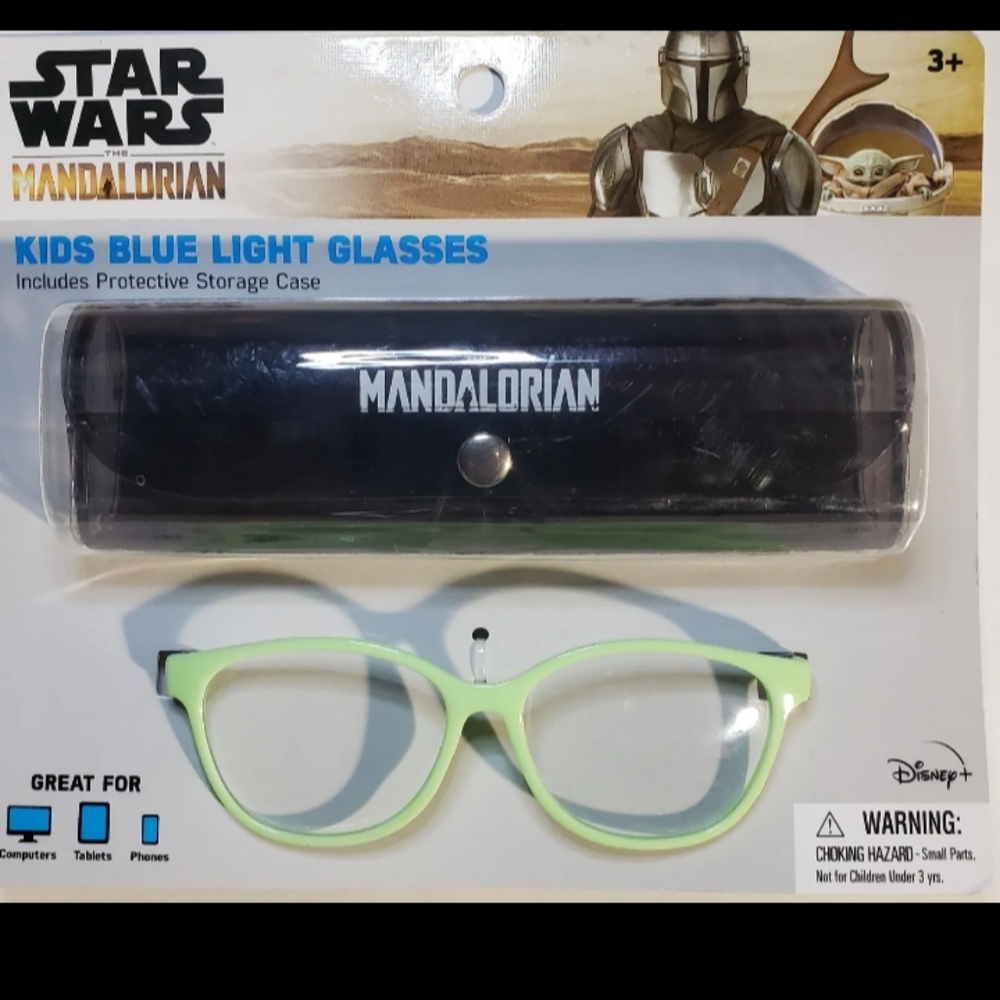 🆕Disney Star Wars Mandalorian Kids Blue Light Glasses with Protective Case